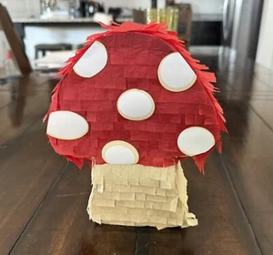 Red Cap Dotted Mushroom Shroom | Mini 8” Piñata | Birthday Mushroom Party Pinata - Picture 1 of 5