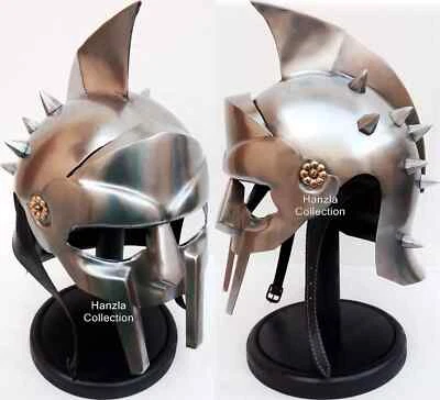 Casco de película de gladiador arena romana caballero máximo casco armadura con soporte de madera Foto 1 de 4