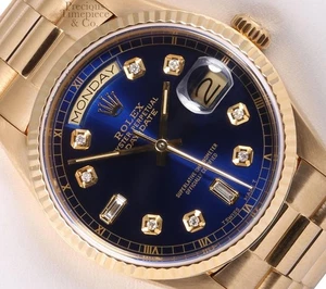 Rolex Day-Date 36 mm 18238 President oro amarillo de 18 quilates esfera de diamantes azules estriados - Imagen 1 de 7