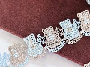 14 Yards Teddy Bear Japanese Embroidery Trim/ Chikazawa Lace/ Craft/ Decoration - Picture 1 of 6
