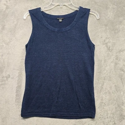 Lafayette 148 Top Womens Sz Small Blue Linen Tank Basic Capsule Minimalist - Image 1 of 4