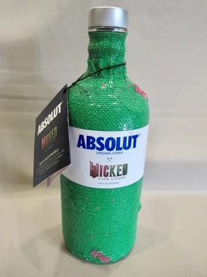 ABSOLUT VODKA "WICKED" GARRAFA DE LANTEJOULAS VERDE PELE - SEM GARRAFA - Imagem 1 de 4