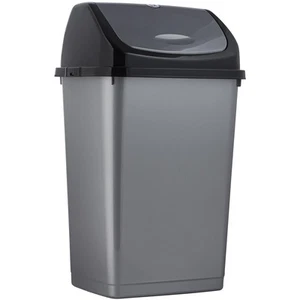 Kitchen Trash Can 13 Gallon with Swing Lid, Plastic Tall Garbage Can Outdoor ... - Picture 1 of 7