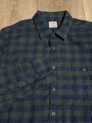 J.CREW Flannel Shirt Men's Large Slim Fit Navy Buffalo Check Plaid - Image 1 of 4