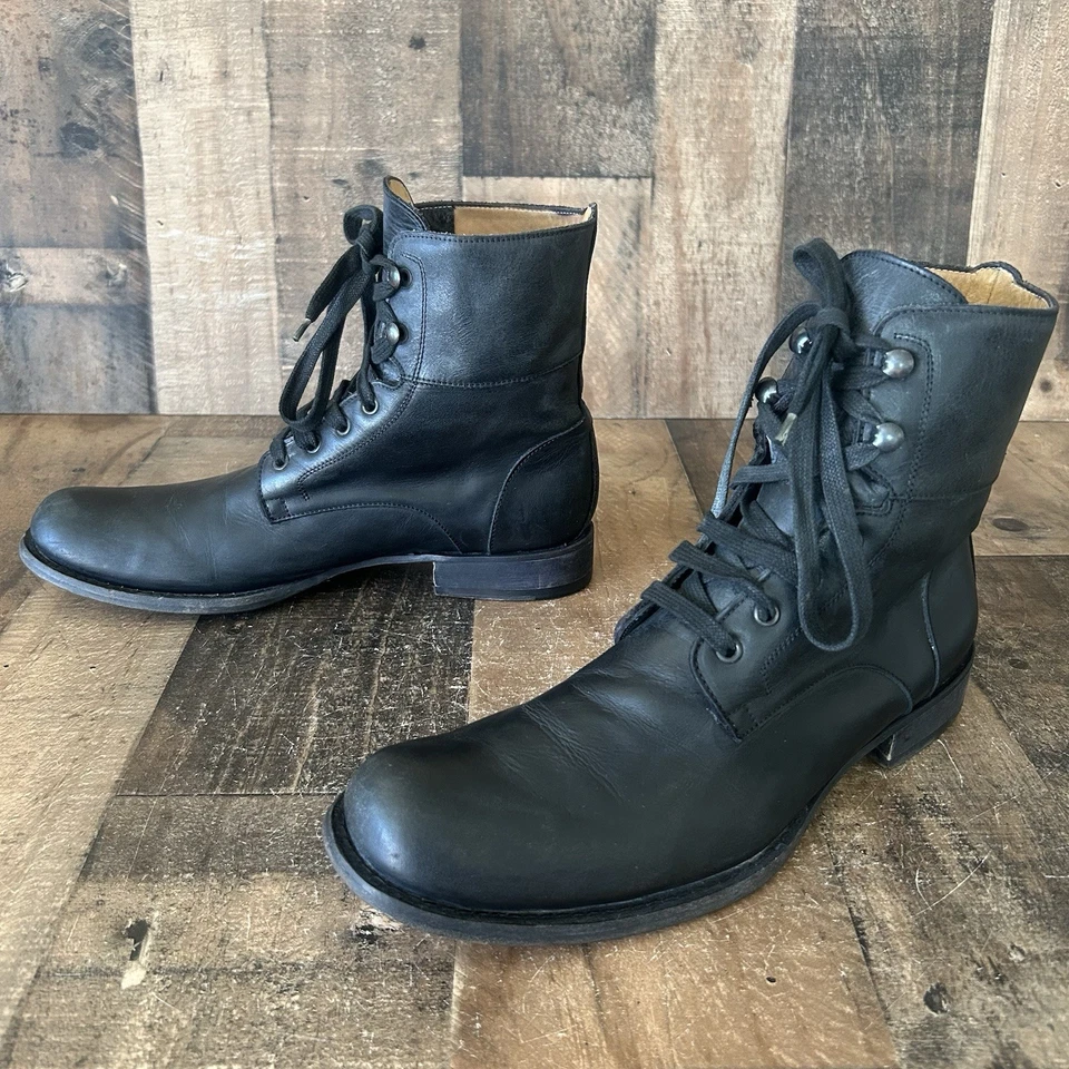 Botas de tornozelo masculinas pretas John Varvatos feitas à mão Itália 9 - Imagem 1 de 4
