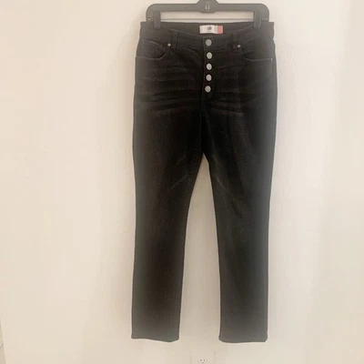 Cabi High Straight Leg Jeans Black Wash Denim Comfort Stretch Size 8 Style 4149 - Image 1 of 4