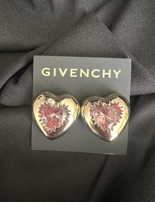 Pendientes Givenchy Puff Corazones/Grandes Cristal Explosionado Dorado/Rosa Foto 1 de 4