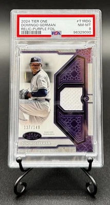 2024 Topps Tier One Domingo German Relic Purple Foil #/149 Yankees PSA 8 #T1R-DG - Image 1 of 2