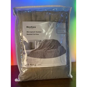 MaxKare Microplush Heated Blanket Full Size New in Package Tan/Brown - Picture 1 of 8