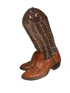 Hondo 2576 Bi Pull Shoulder Cowboy Boots Sz 9D Brown - Picture 1 of 10