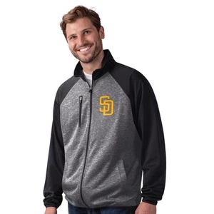 Men's-G-III Sports by Carl Banks  Black San Diego Padres Runners Raglan Full-Zip - Picture 1 of 2