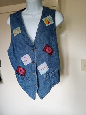 Chaleco vaquero azul George Marciano vintage Guess EE. UU. parches de retazos para mujer XL Foto 1 de 4