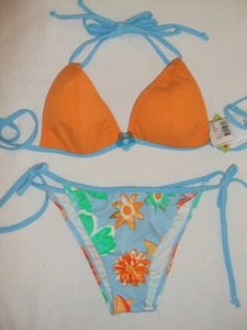$64 NEW PHAX JUNIORS HALTER TRI TOP & TIE SIDE PANT BIKINI SWIMSUIT S or M K214 - Picture 1 of 7