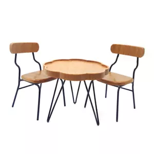 3PC Furniture 1:12 Scale Dollhouse Miniatures Handmade Coffee Table Chairs Set - Picture 1 of 12