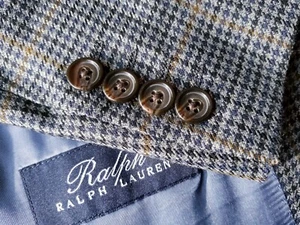 Giacca cappotto sportivo Ralph Lauren 46L arancione blu denti check lana tweed blazer - Foto 1 di 7