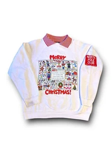 Vintage 90er ABC Weihnachtspullover Damen Größe M weiß North Pole Club - Bild 1 von 4