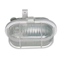 Oval 4w LED Caged White Bulkhead c/w Built in Led's not Bulbs! Security Light 