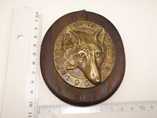 antik Bronze Plakette auf Holz Ford Fuchsjagd 1932 Relief Kopf Fuchs 149,6 g
