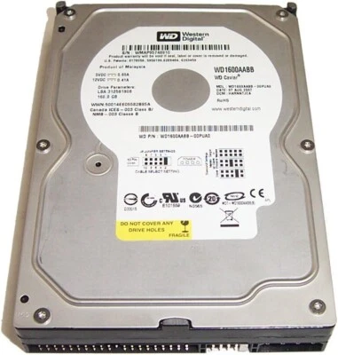 WD CAVIAR WD1600AABB 160GB 7200RPM ATA IDE 2MB 3.5'' Pollici = Garanzia 3 Anni ! - Immagine 1 di 4