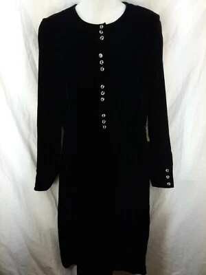 Laura Ashley Black Velvet Long Sleeve Evening Holiday Dress US Size 6 Buttons - Image 1 of 4