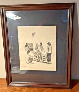 Rare, Collectible Charcoal Drawing Portraying Japanese Probably Shintoists - Picture 1 of 11
