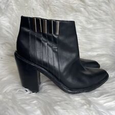 L.A.M.B Todd Leather Heeled Ankle Boot Bootie Black Size 9.5 READ 