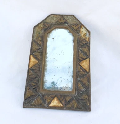 Increíble espejo arqueado de latón marroquí arte hecho a mano vintage decorado hueso de camello Foto 1 de 4