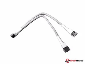 Shakmods 3 pin Fan Y Splitter 20cm White Sleeved Extension Cable UK First Class - Picture 1 of 4