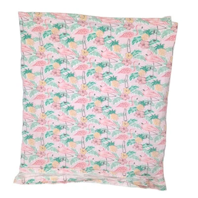 Tahari Baby Flamingo Pineapple Flower Jersey Knit Baby Swaddle Blanket 33" X 30" - Image 1 of 4