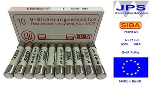 F500mA 600V SCHNELLBLASSICHERUNGEN MEGGER MFT1552 Kewtech 6,3x 32er Pack mit 10 JPSF003z - Bild 1 von 3