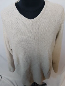 Heavy Sweater Structure IVORY Men’s V-Neck Pullover Size L - - Picture 1 of 8