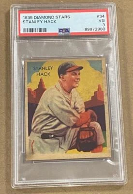 1935 DIAMOND STARS STANLEY HACK #34 PSA 3 VG. - Image 1 of 2