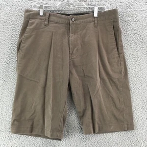 Volcom Chino Shorts Mens 32 Brown Mid Rise Zip Fly Button Side Pocket Flat Front - Picture 1 of 14