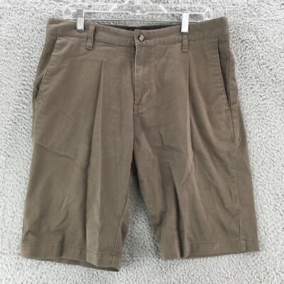 Volcom Chino Shorts Mens 32 Brown Mid Rise Zip Fly Button Side Pocket Flat Front - Image 1 of 4