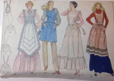 4 VOGUE APRONS Granny Chic Style pattern uncut~ 3 Lengths~ #7256 Size S - Image 1 of 4