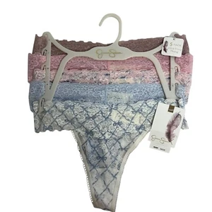 Jessica Simpson Women’s Ultra Flirty Thongs Sz Small Pkg/5 Multi Colors Lace - Picture 1 of 9