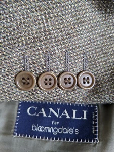 Abrigo Chaqueta Blazer 52 42R CANALI Marrón Taupe Cuadros Dientes Pindots Tweed Lona - Imagen 1 de 8