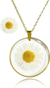 Pressed Flower Necklace For Women, Forget Me Not Jewelry, Personalized Handmade - Picture 1 of 6