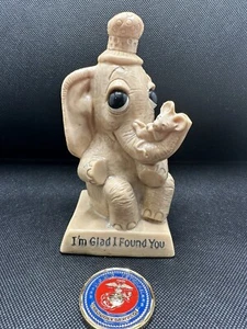 VINTAGE GIFT 1970  BERRIE  I'M GLAD I FOUND YOU 6" HIGH ELEPHANT STATUE - Picture 1 of 5