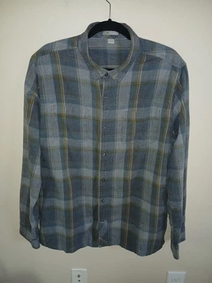Horny Toad Men's Large 100% Organic Cotton Button Up Flannel Shirt Gray Plaid - Image 1 of 4