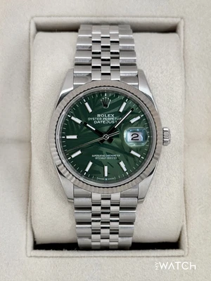 Rolex Datejust 2023 36 mm 126234 acero inoxidable esfera verde con motivo de palma Jubilee Foto 1 de 4