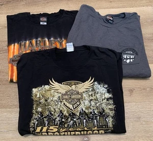 Lot 3 Harley-Davidson T-Shirt Mens Sz 2XL Allen Texas Burleson TX Orange VA - Picture 1 of 18