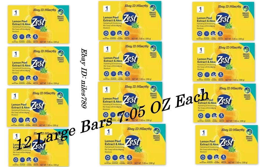 Zest Indulgence Soap Moisture Bars 4 bars lemon peel extract & aloe 7.05 oz