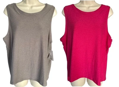 Paquete de 2 camisetas sin mangas para mujer Jockey Breathe talla XL bálsamo de abeja rosa jaspeado/taupe atemporal Foto 1 de 4