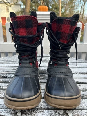 L.L. Botas de nieve de invierno Bean Buffalo para hombre a cuadros rojas y negras talla 8 forradas ¡cálidas! Foto 1 de 4
