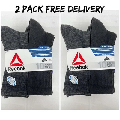 Meias femininas Crew pacote com 20 (9-12) multicoloridas Reebok alta qualidade Pro-Series 9-12 - Imagem 1 de 3