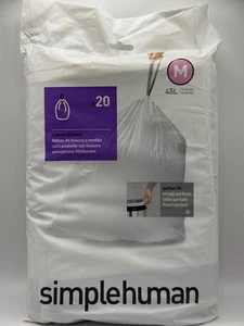 Simplehuman -Custom Fit Liners  M 45 L Trash Bags 20 White - Picture 1 of 2