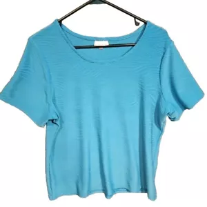 JM Collection Top Womens Size 1X Short Sleeve Textured Stretch Casual - Picture 1 of 8