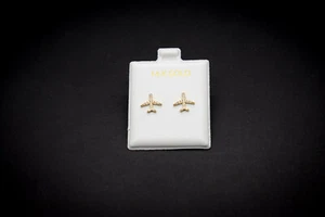 14k yellow gold airplane with zirconia with push back - Picture 1 of 3