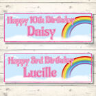 2 PERSONALISED RAINBOW BIRTHDAY BANNERS -  800 x 297mm - ANY NAME - ANY AGE